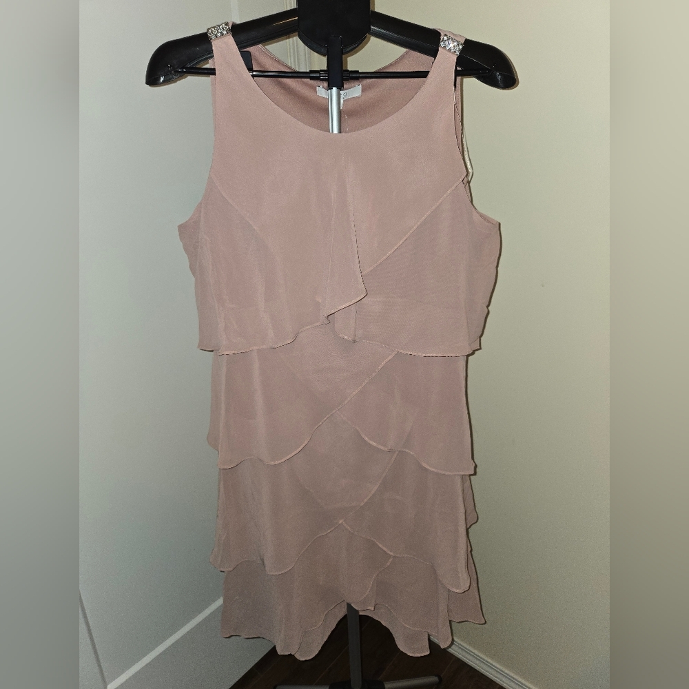 Cleo Layered Blush Mini Evening/Formal/Party/Cocktail Dress Petite Large